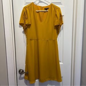Mustard Yellow J Crew A Line Dress with Bow Sleeve Detail